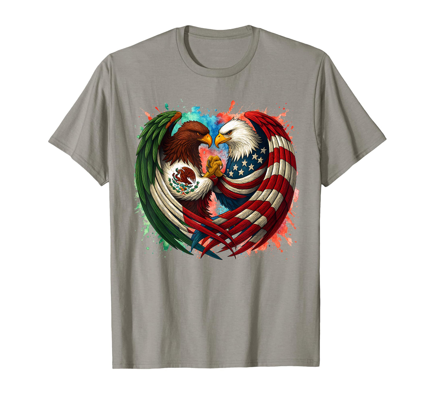 Mexican & American Eagle Flag Mexico USA America Patriotic T-Shirt