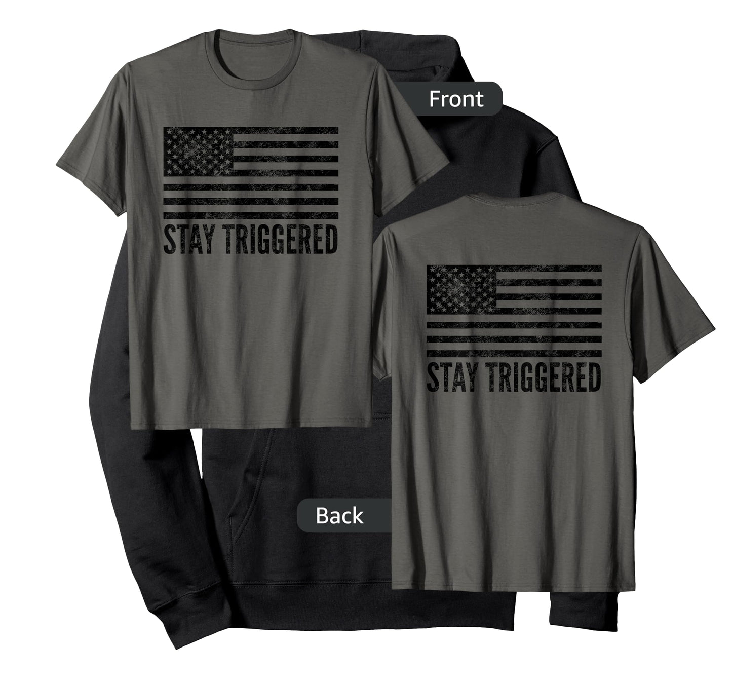 Stay Triggered American Flag Shirt | Pro Trump Gun Owner Tee T-Shirt for Women Men