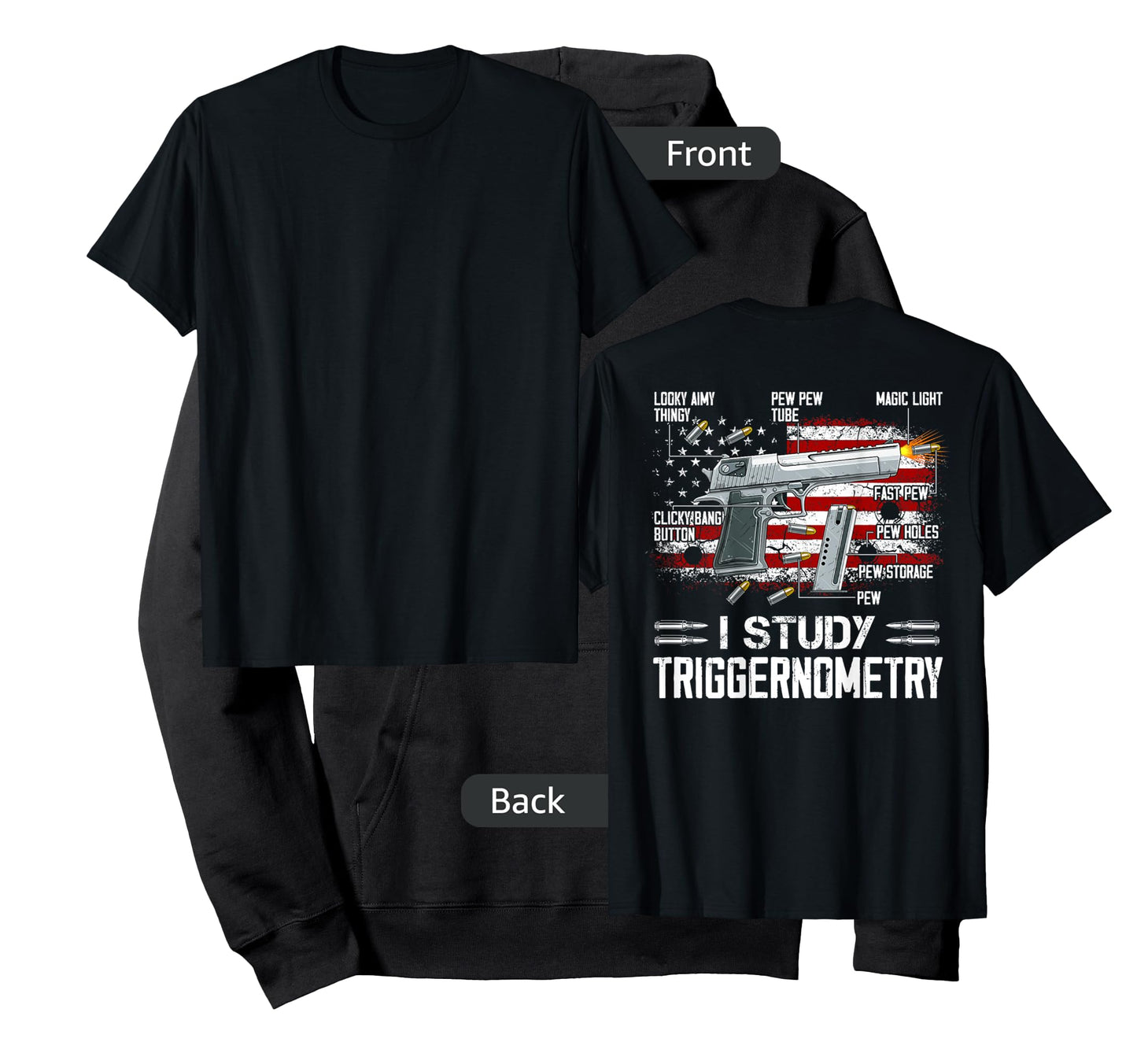 I Study Triggernometry Pro Guns Trigonometry Math on back T-Shirt