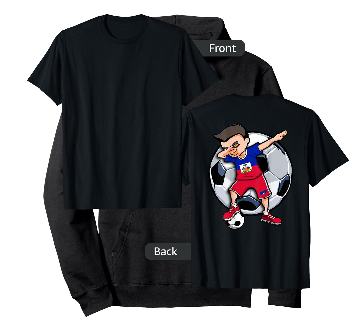 Dabbing Soccer Boy Haiti Football Fans Jersey Haitian Flag T-Shirt