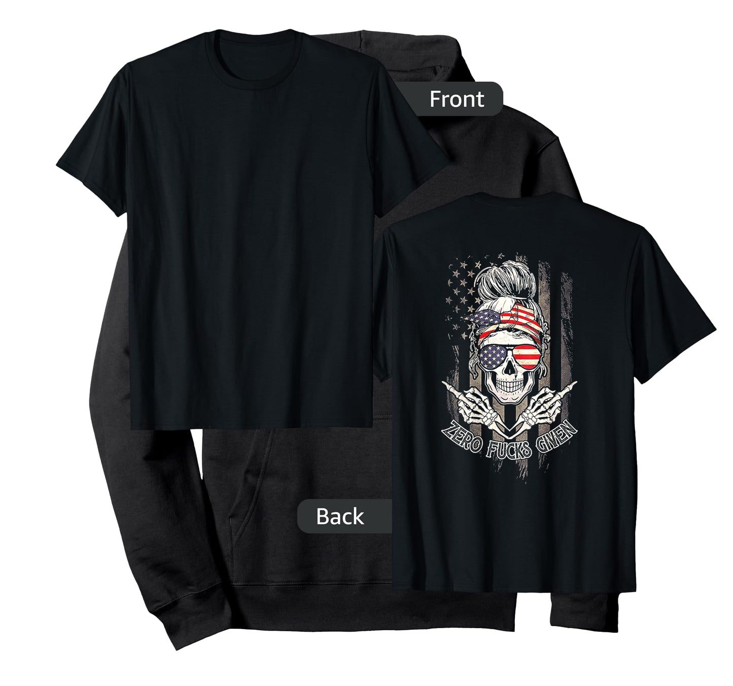 Zero Fucks Given Skull Women Flag T-Shirt