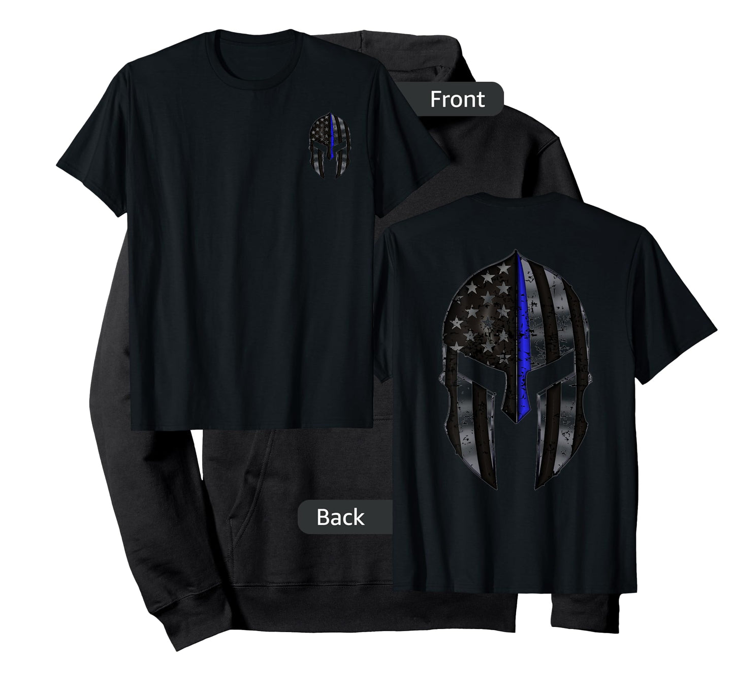 Spartan Mask American Flag Wit Thin Blue Line T-Shirt for Women Kids Men