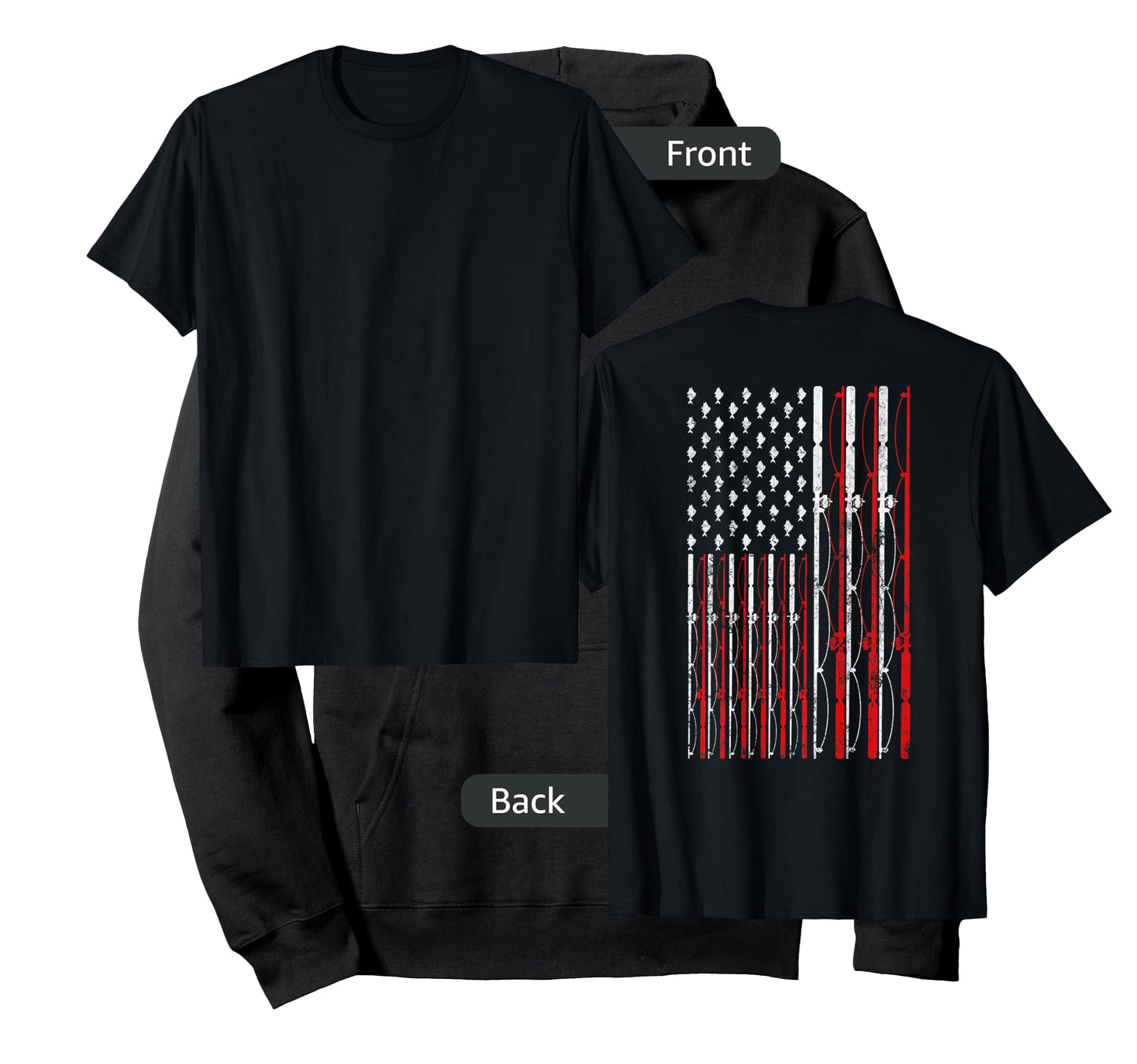 Fishing Rod American Flag Funny Vintage Fishing T-Shirt