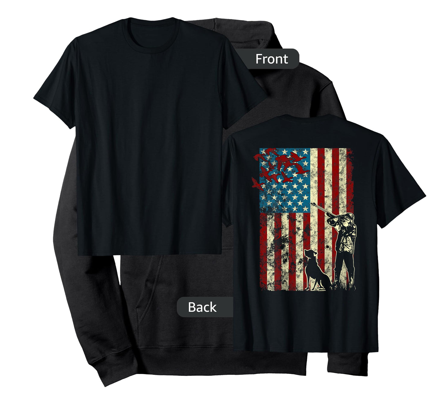 Duck Hunting Distressed Patriotic American Flag gift Hunters T-Shirt
