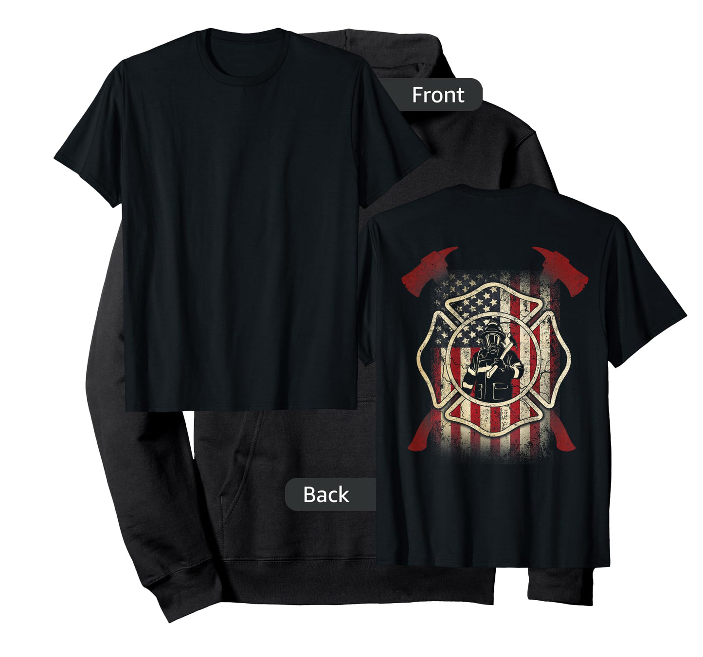 Patriotic Firefighter USA Flag Axe American Flag Fireman T-Shirt