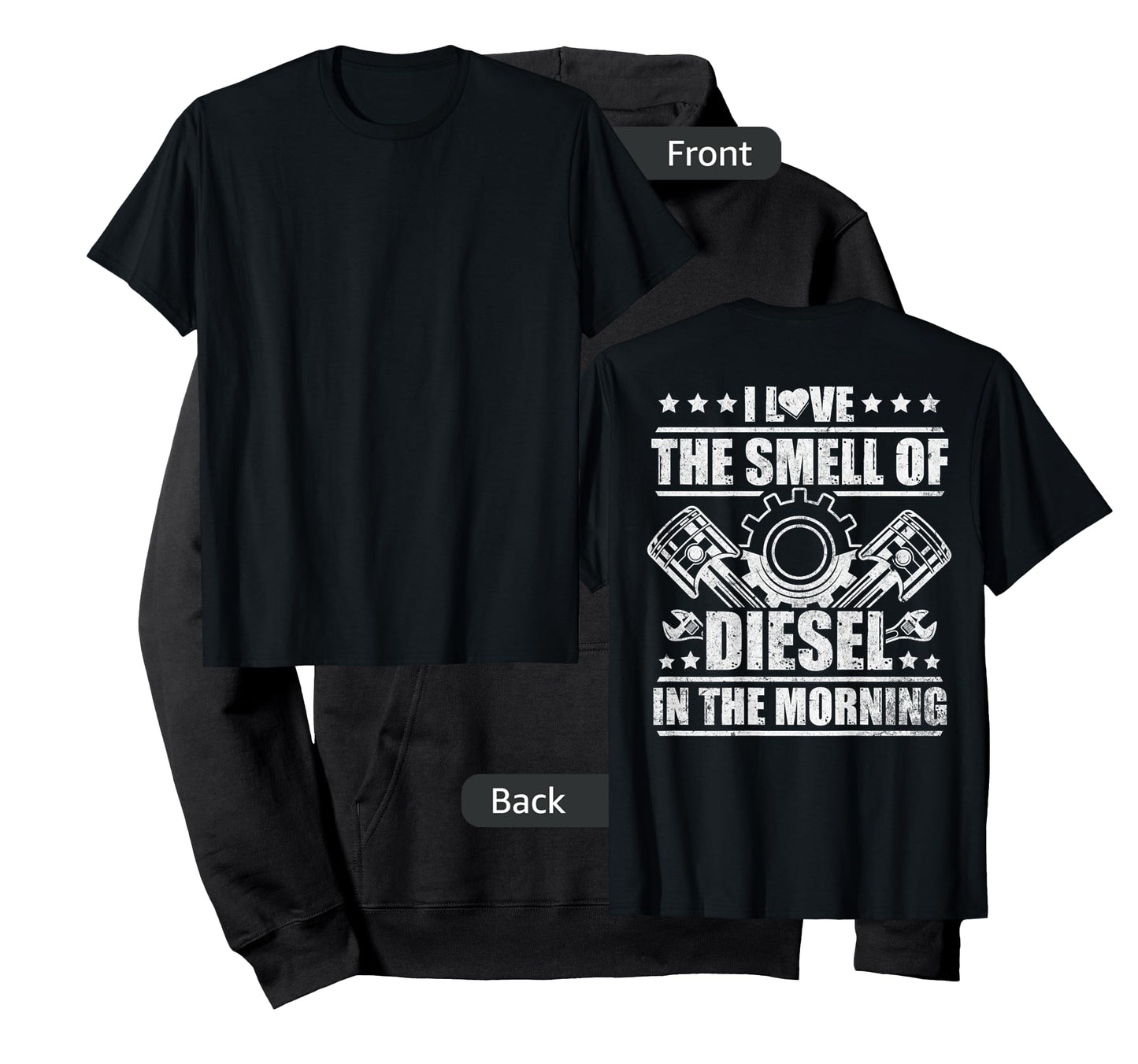 Truck Driver Novelty Diesel Flue Trucker Design On Back T-Shirt