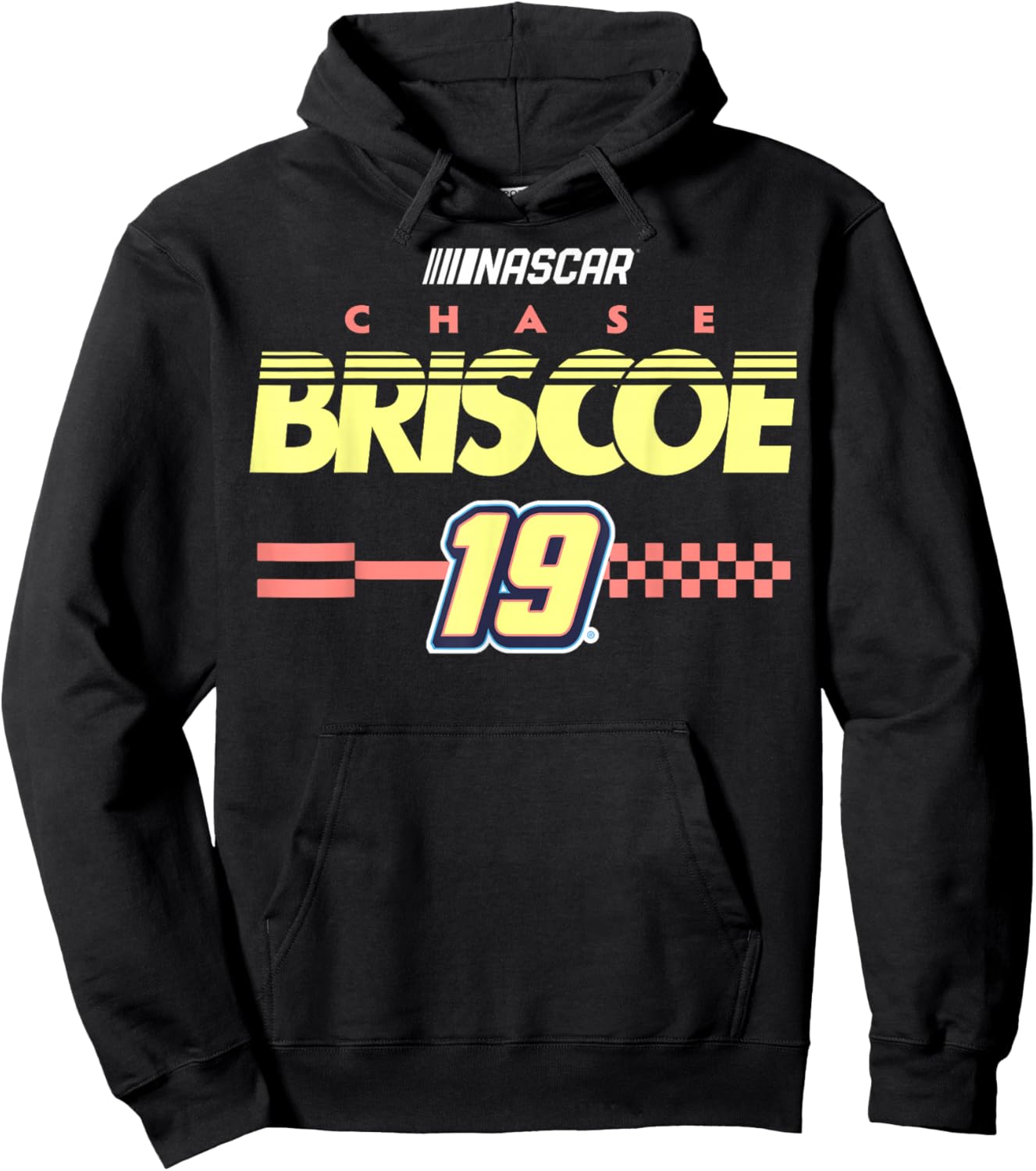 NASCAR Chase Briscoe No. 19 Checkered Pattern Start Line T-Shirt - Hoodie | Black