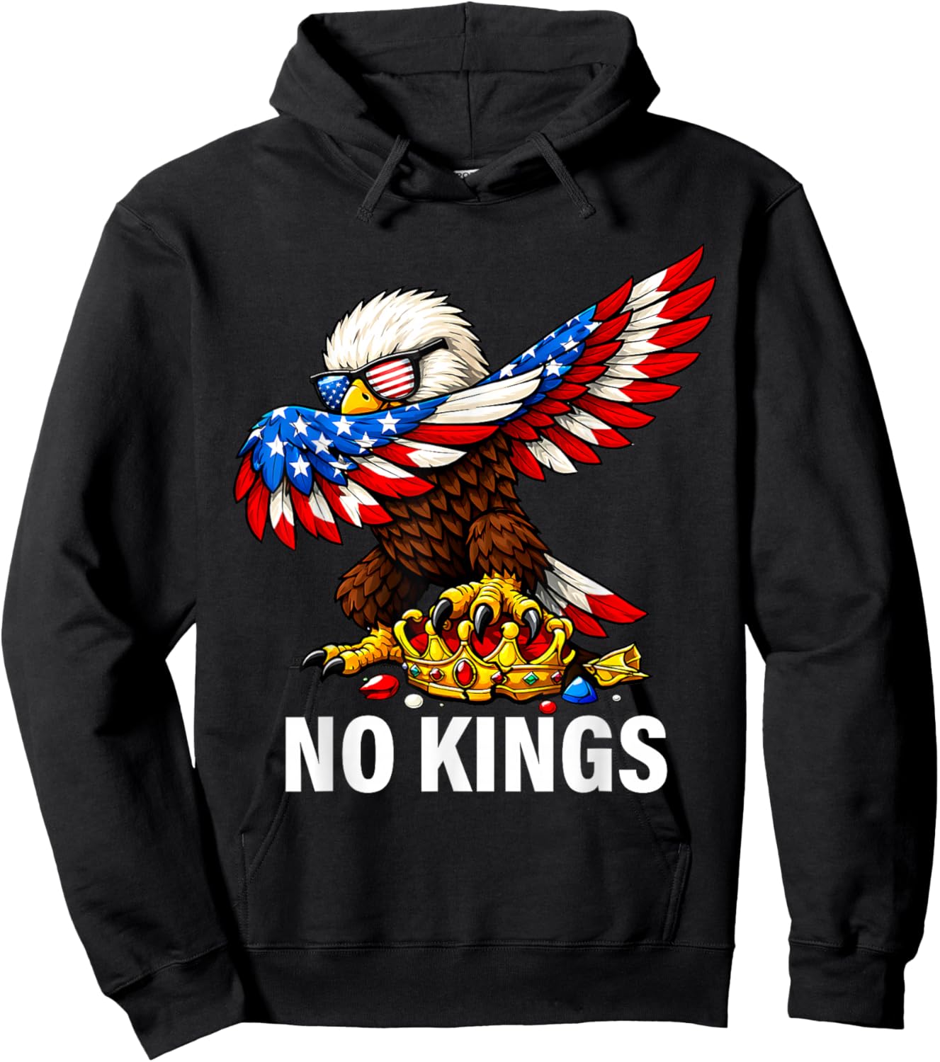 No Kings in America Shirt USA Flag Eagle Patriotic No Kings T-Shirt - Hoodie | Black