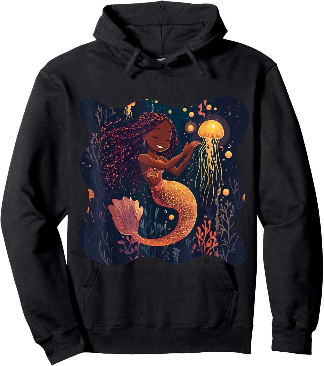 Black Mermaid Braids Girls Kids Toddler Women Birthday Gift T-Shirt - Hoodie | Black