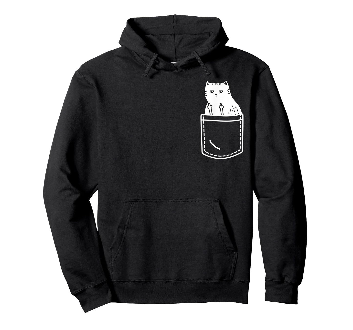 Funny Cat Flipping Off Pocket Tee Design Middle Finger Cats T-Shirt