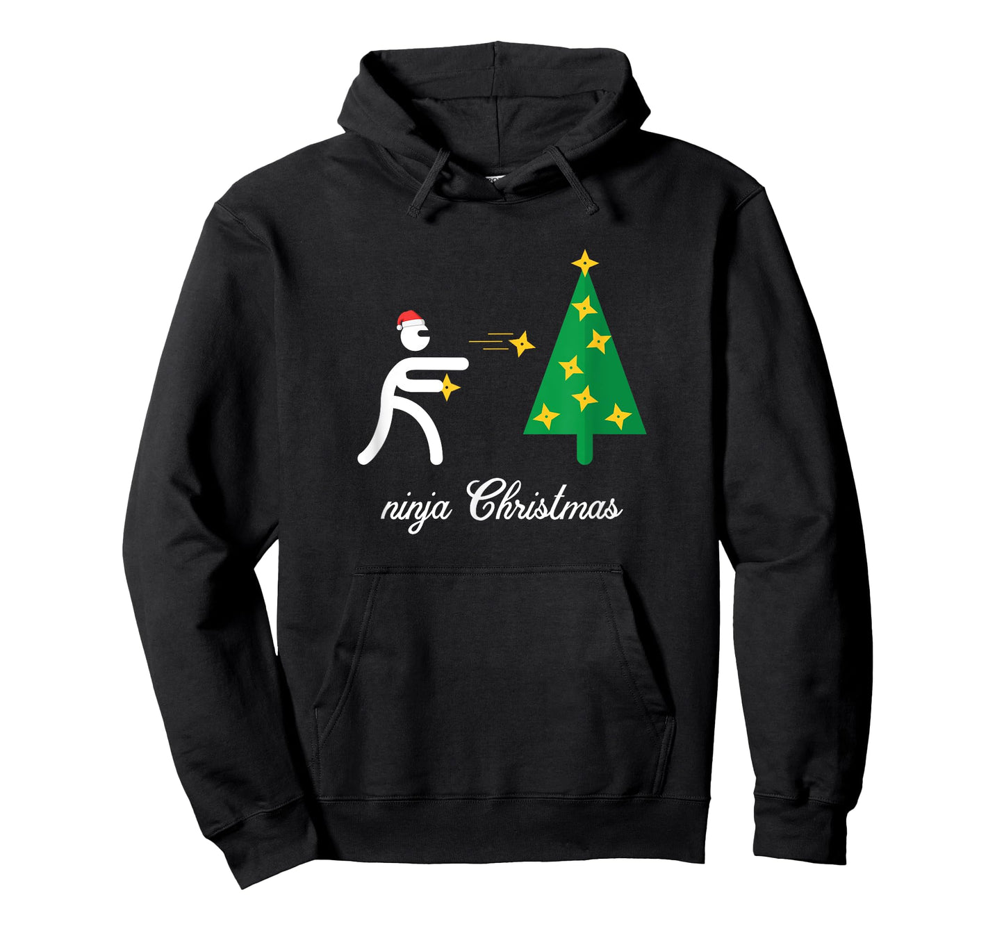 Ninja Christmas Tree Throwing Stars T-Shirt