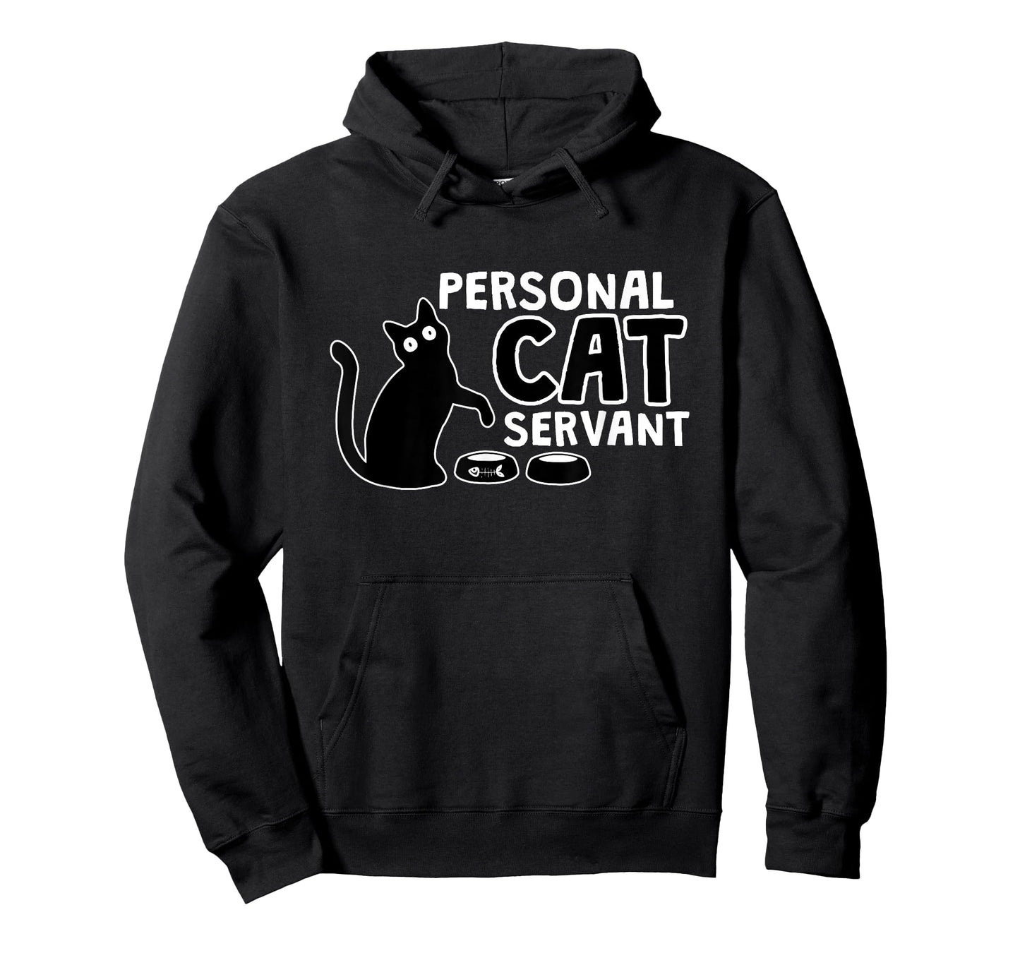 Funny Black Cat Personal Cat Servant Cat Personal Assistant Men Women T-Shirt