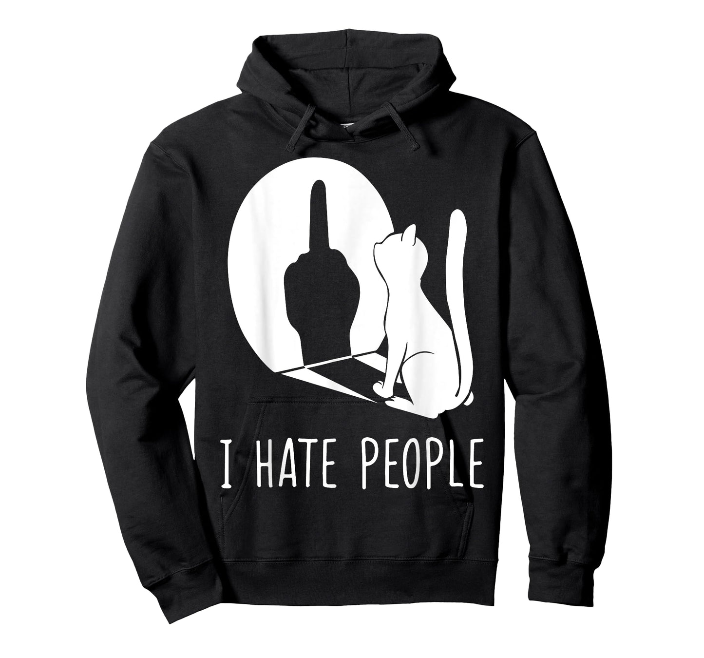 Cat Shadow I Hate People Middle Finger T-Shirt