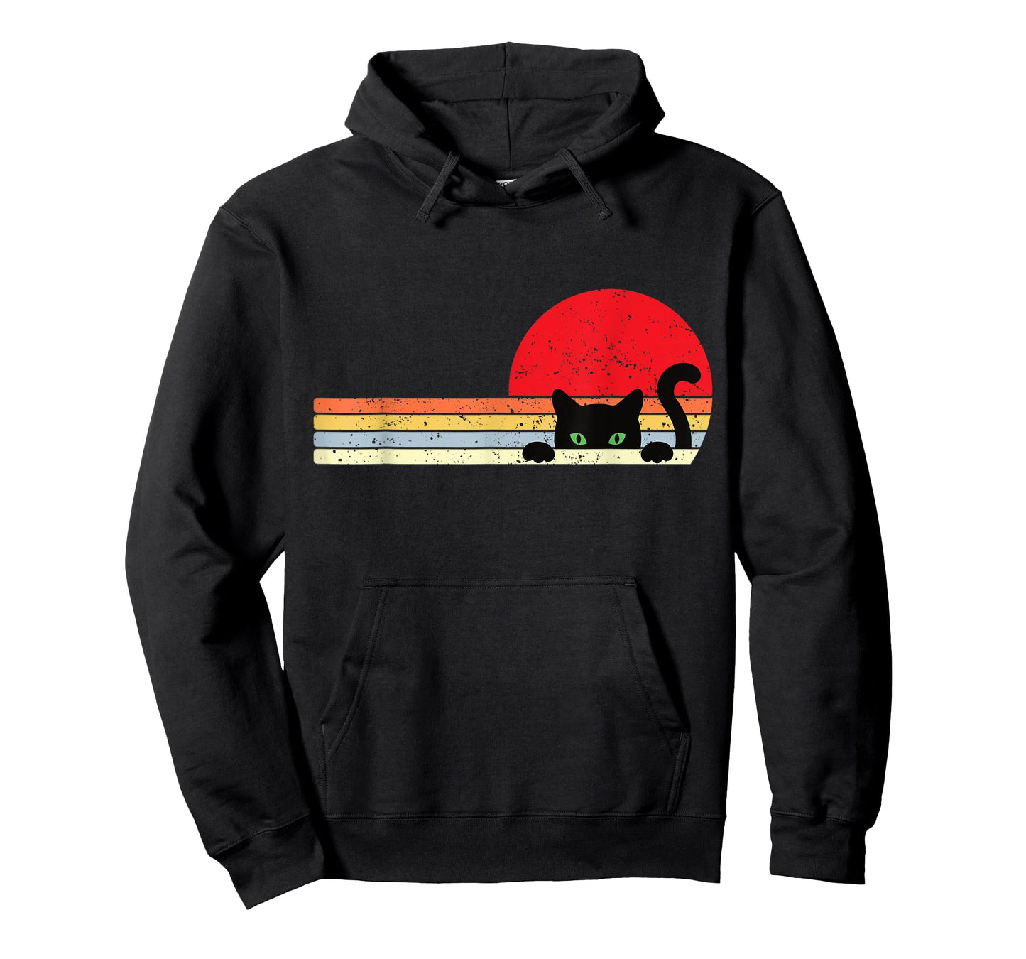 Vintage Sunset Black Cat Funny Peek a Boo T-Shirt for Men Women Kids