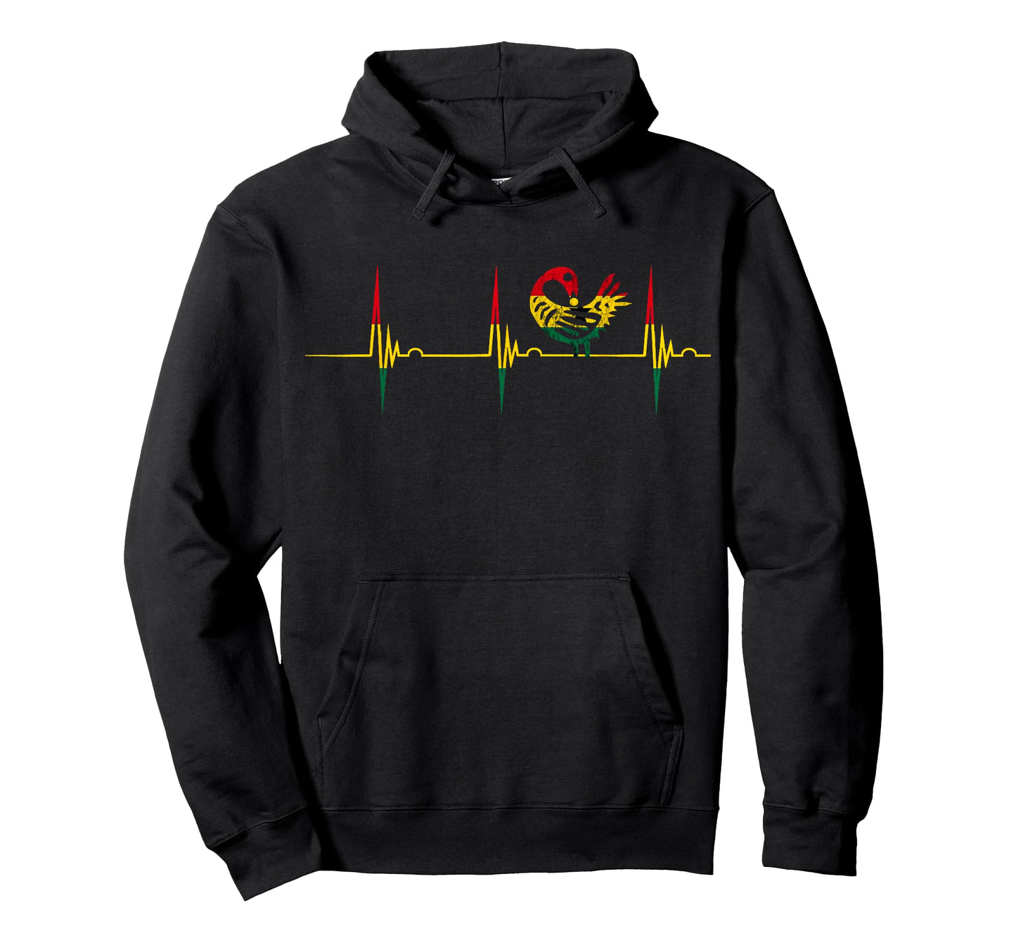 Sankofa Heartbeat EKG Pulse African Bird Ghana African Flag T-Shirt