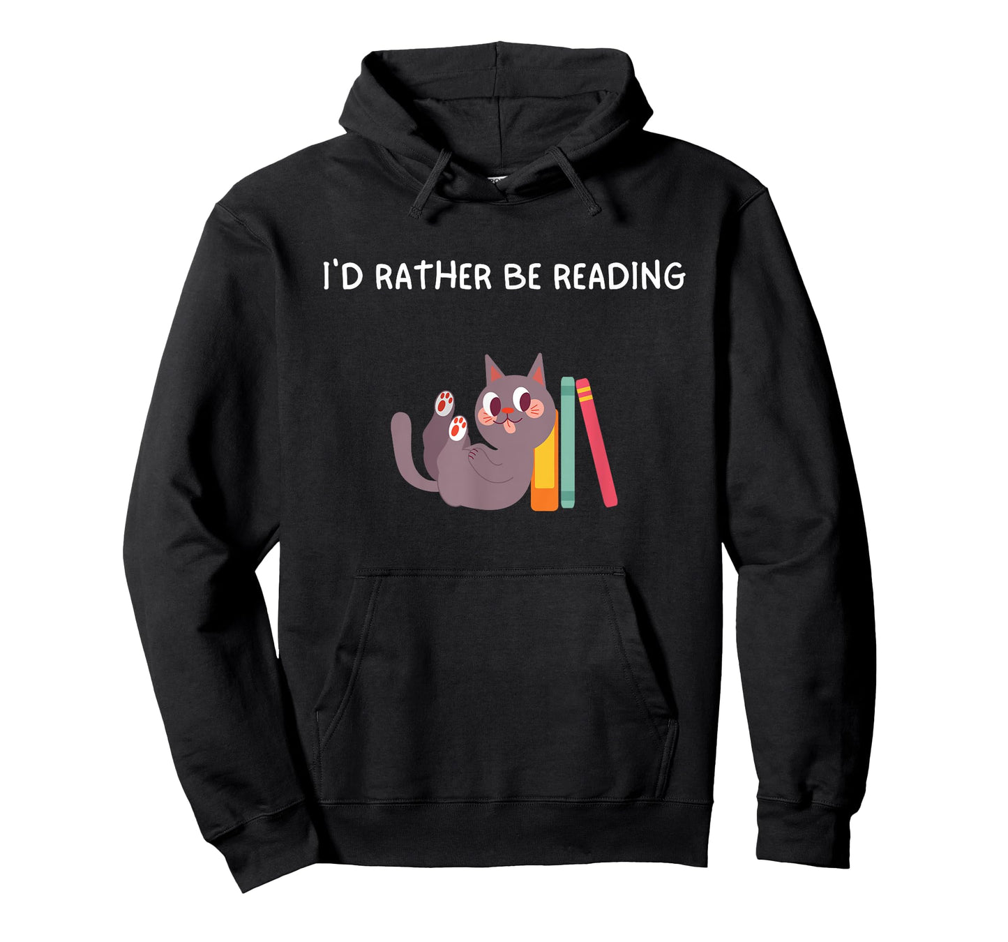 I'd Rather Be Reading Cat Funny Reading Cat Humor T-Shirt for Men Women Kids