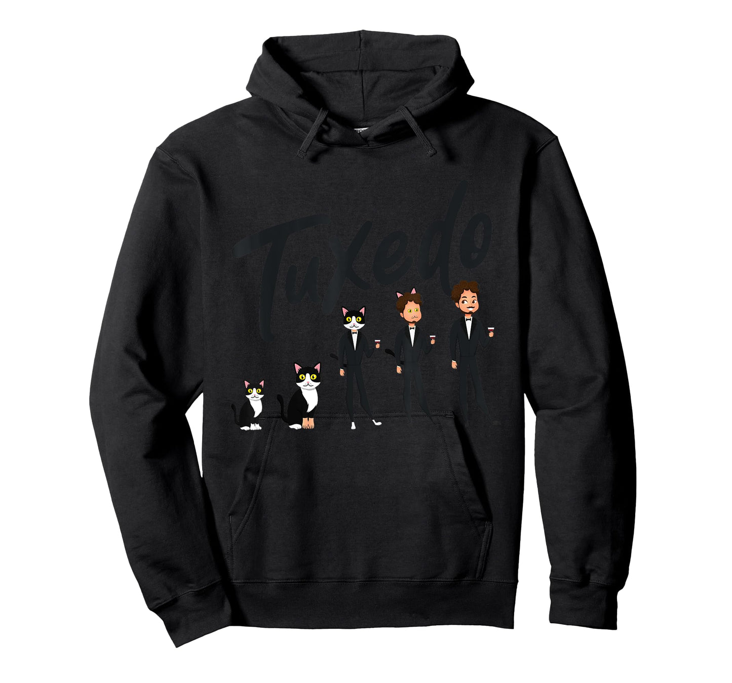 Tuxedo Cat Evolution to A Man Wearing a Tuxedo - Funny T-Shirt