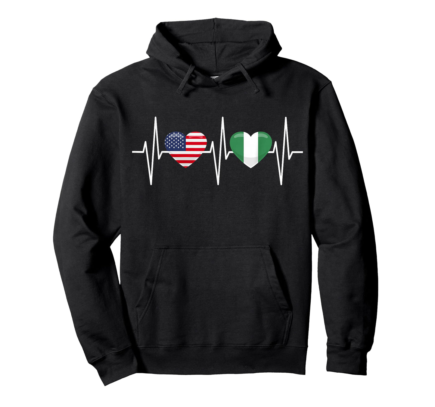 USA Nigeria Shirt Heartbeat America Nigerian Flag Heart T-Shirt