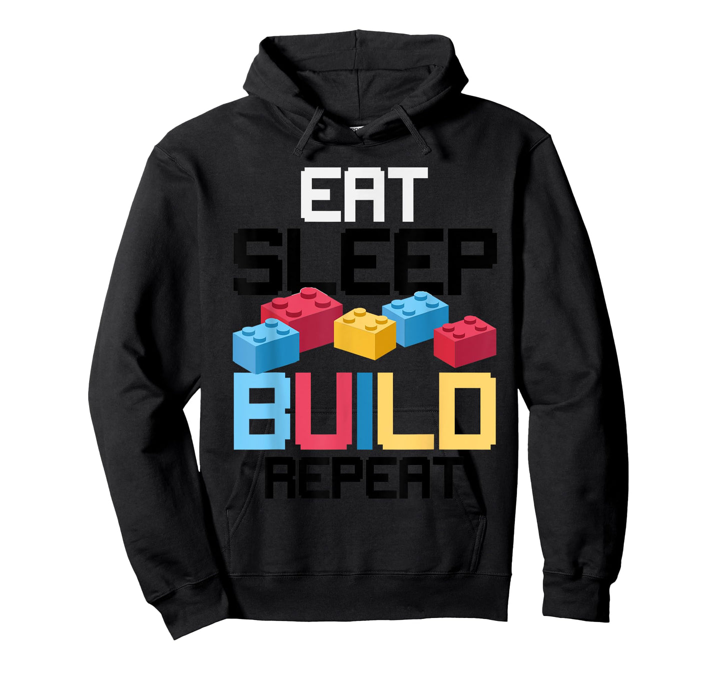 Funny Eat Sleep Build Gift Men Women Cool Blocks Building T-Shirt