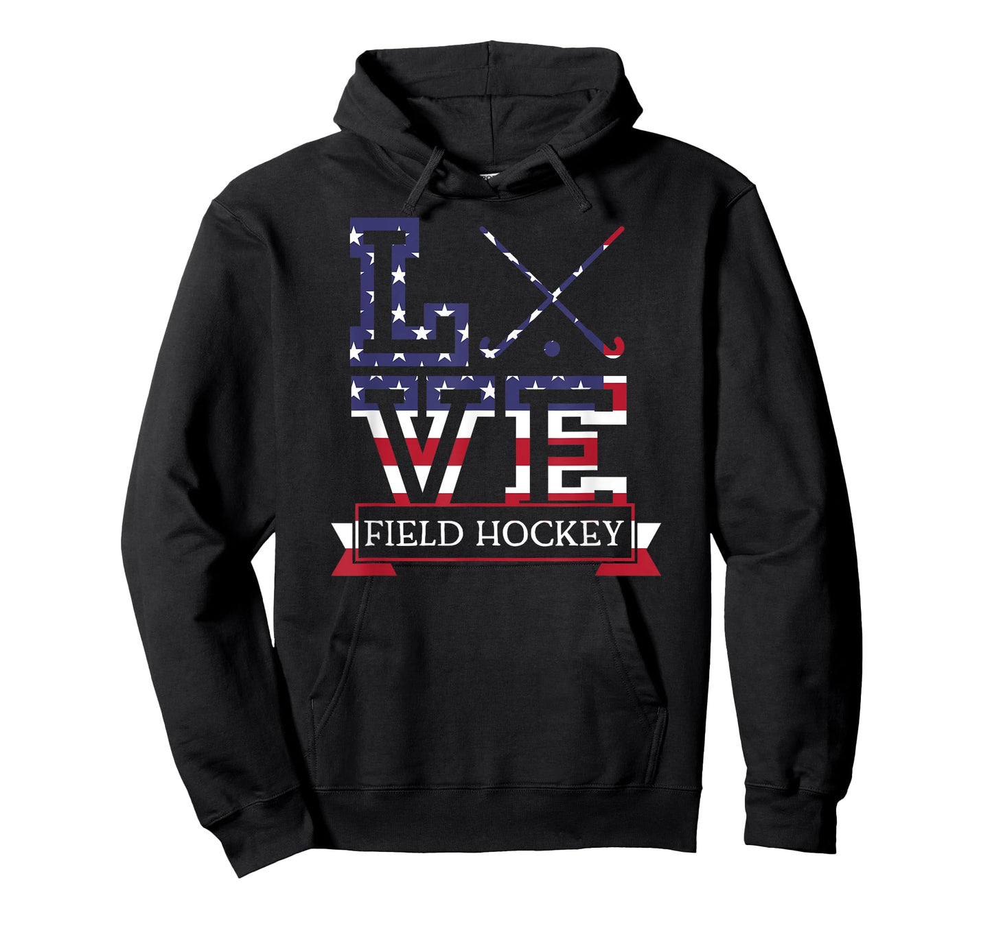 Love Field Hockey Stick USA American Flag Themed Coach Gift Women Kids Men T-Shirt