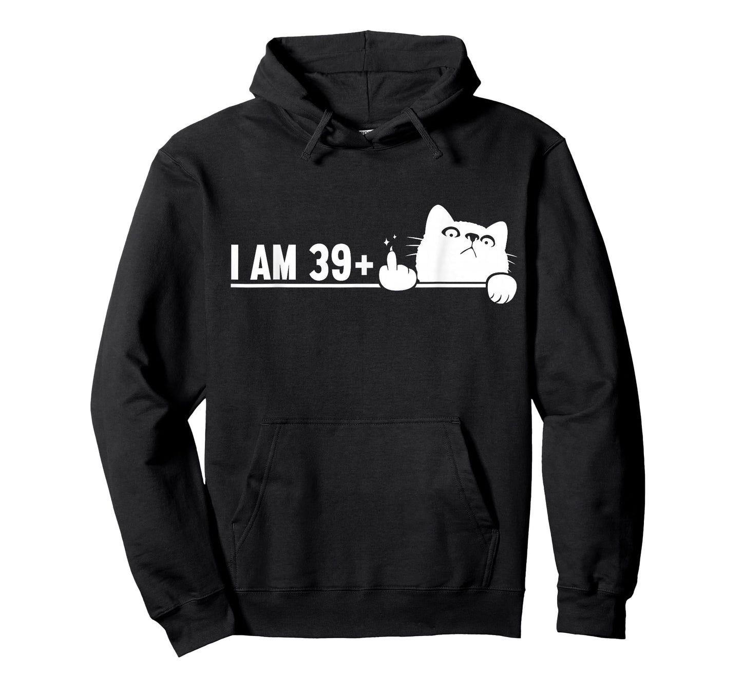 Funny 40th Birthday I Am 39 Plus Cat Middle Finger T-Shirt