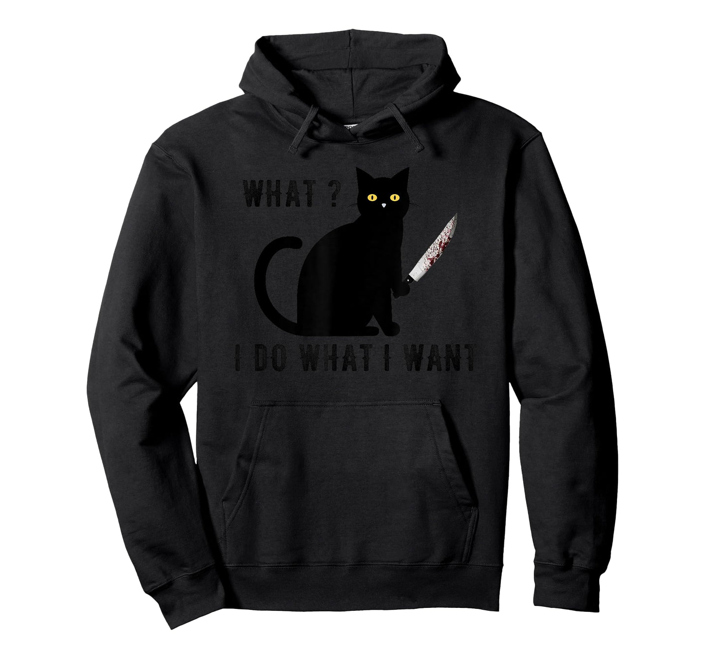 Cat With Knife what i do what i want black cat halloween T-Shirt