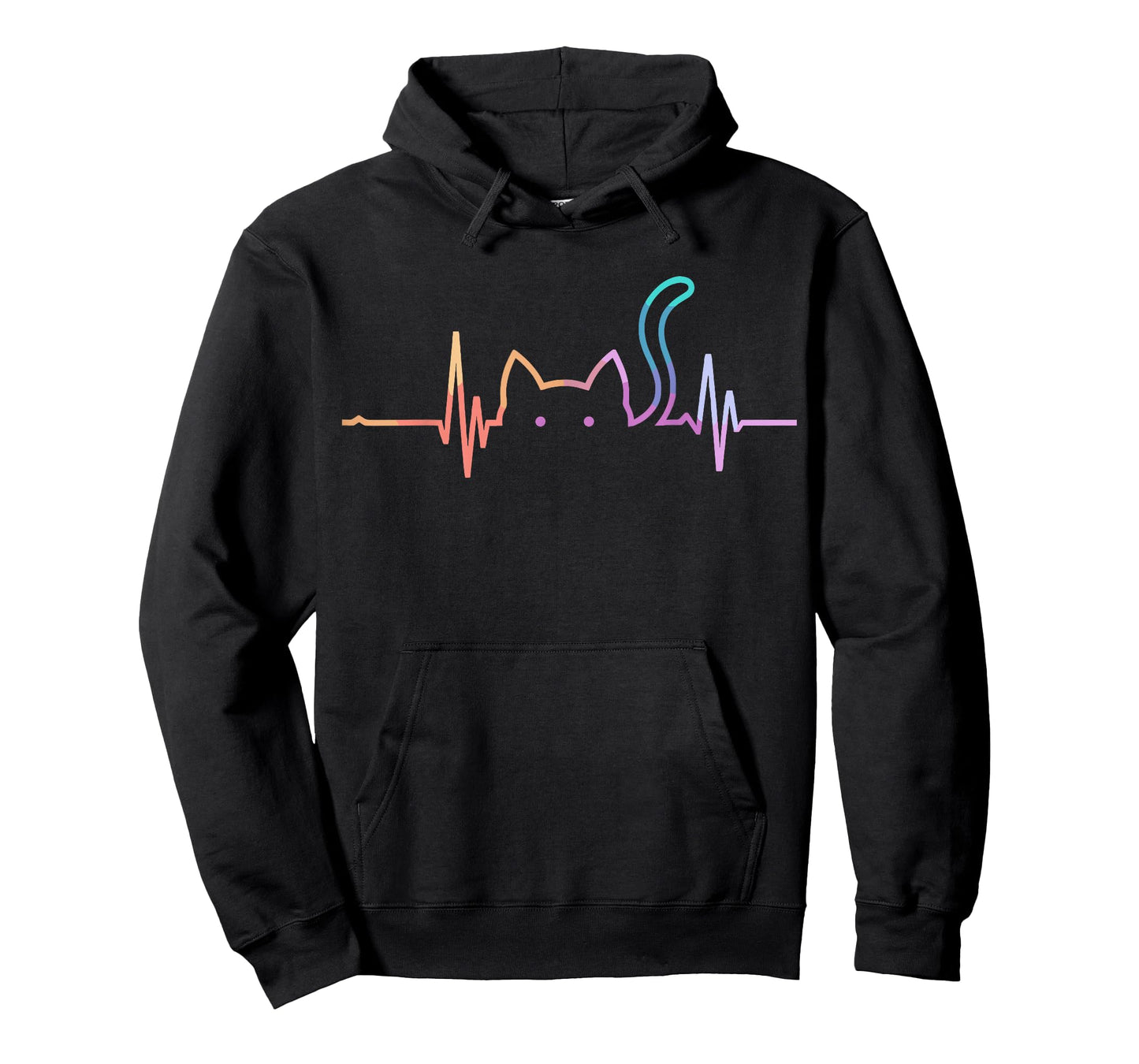 Cat Lover Graphic Heartbeat Silhouette Cute Funny Cat Men Women Girls Kids T-Shirt