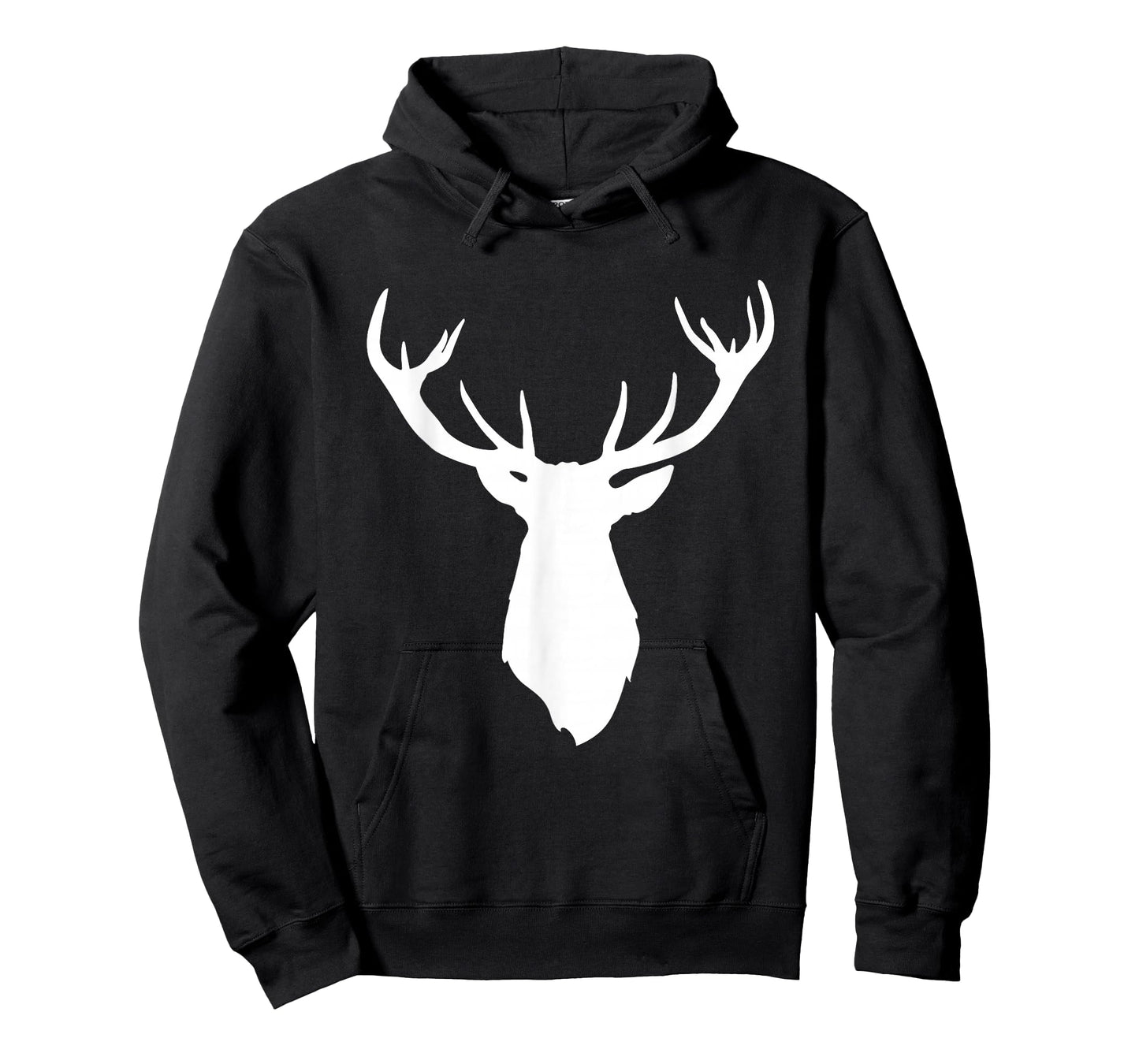 Buck Stag Deer Head Antlers White Silhouette T-Shirt