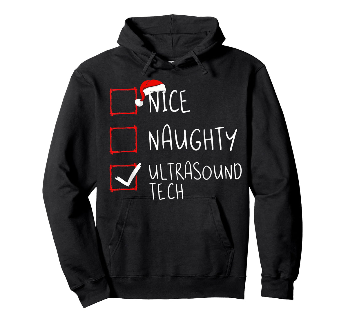 Nice Naughty Ultrasound Tech Christmas List Santa T-Shirt