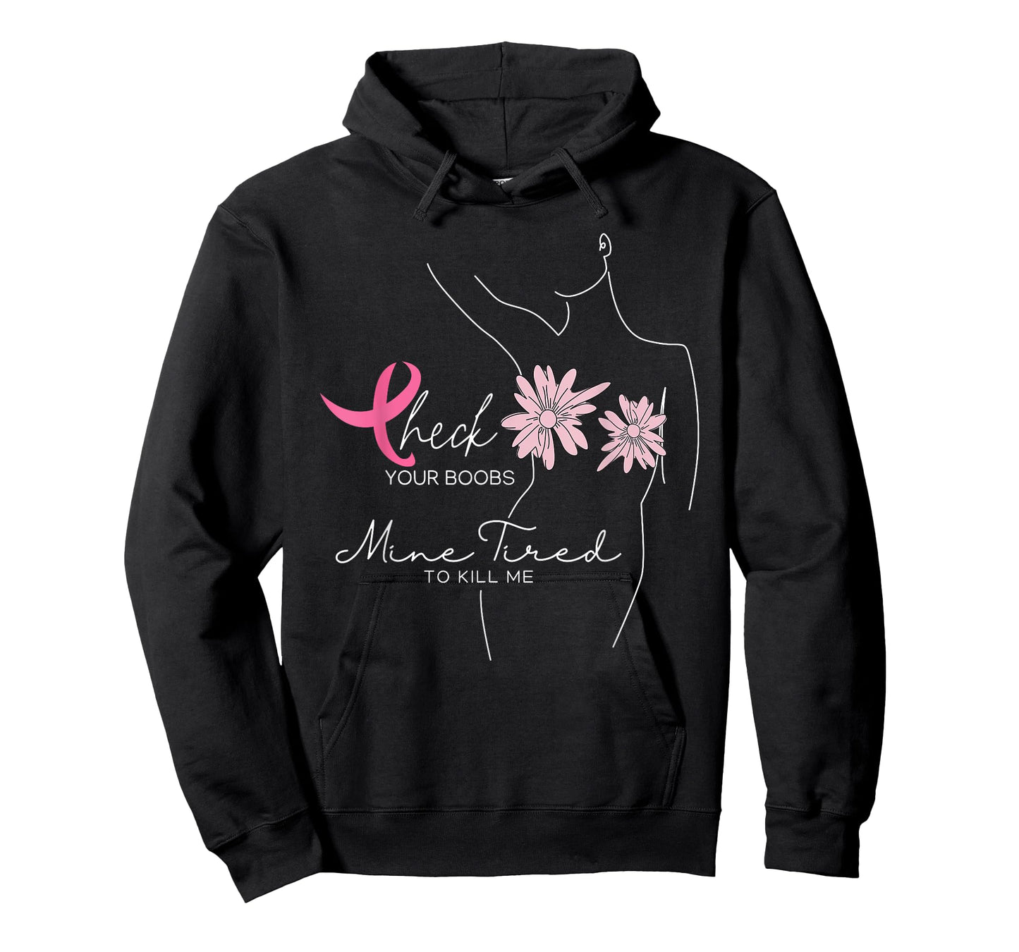 Check Your Boobs Mine Tried To Kill Me Halloween Pink Ribbon T-Shirt