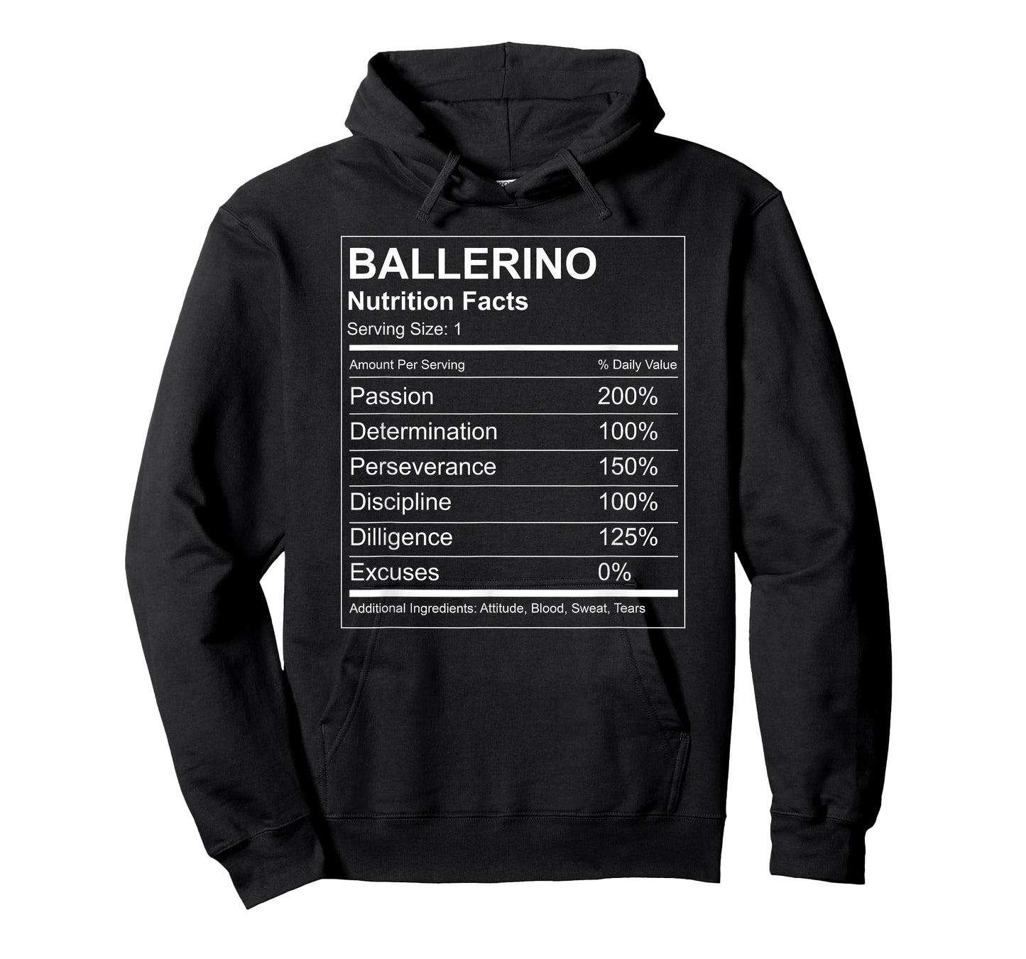Ballerino Nutrition Facts Funny T-shirt - Male Ballet Dancer T-Shirt