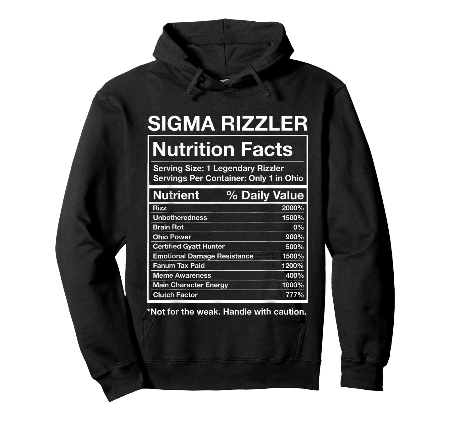 Sigma Rizzler Nutrition Facts- Funny Rizz Brainrot Meme T-Shirt