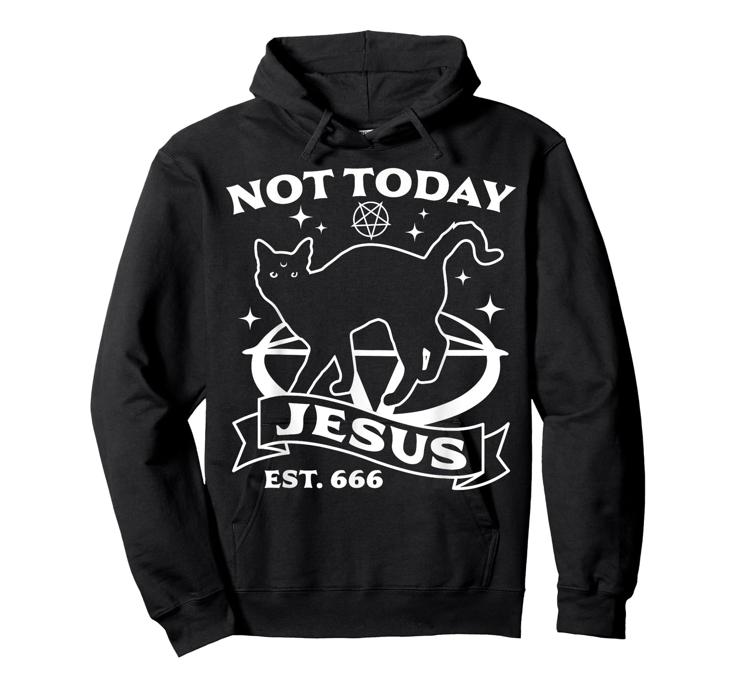 Not Today Jesus - Black Cat Satanic Devil Halloween Goth T-Shirt