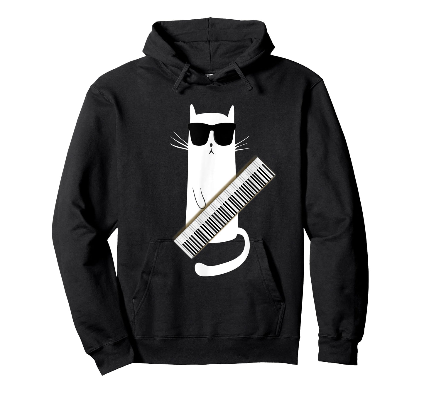 Cat Wearing Sunglasses Playing Keytar- Guitar Keyboard Shirt T-Shirt