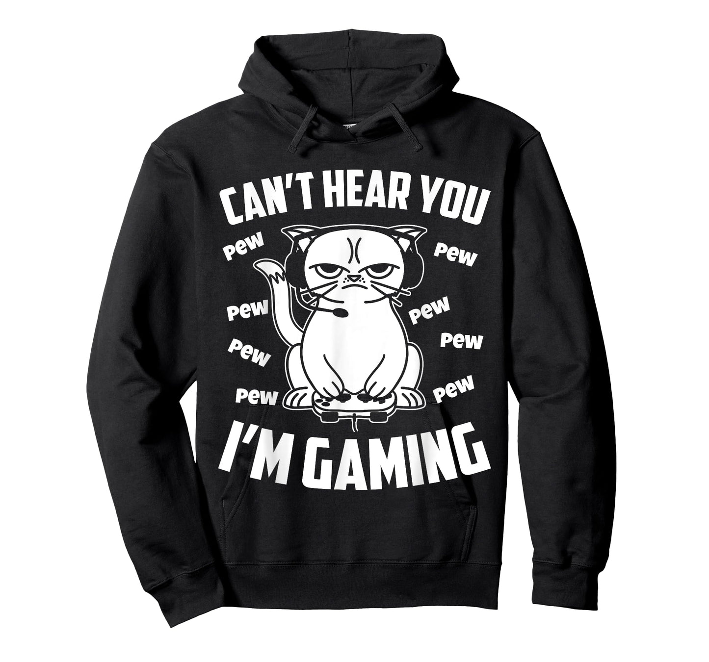 Can't hear you I'm gaming, Funny Gamer Cat T-Shirt for Men Women Girls Kids