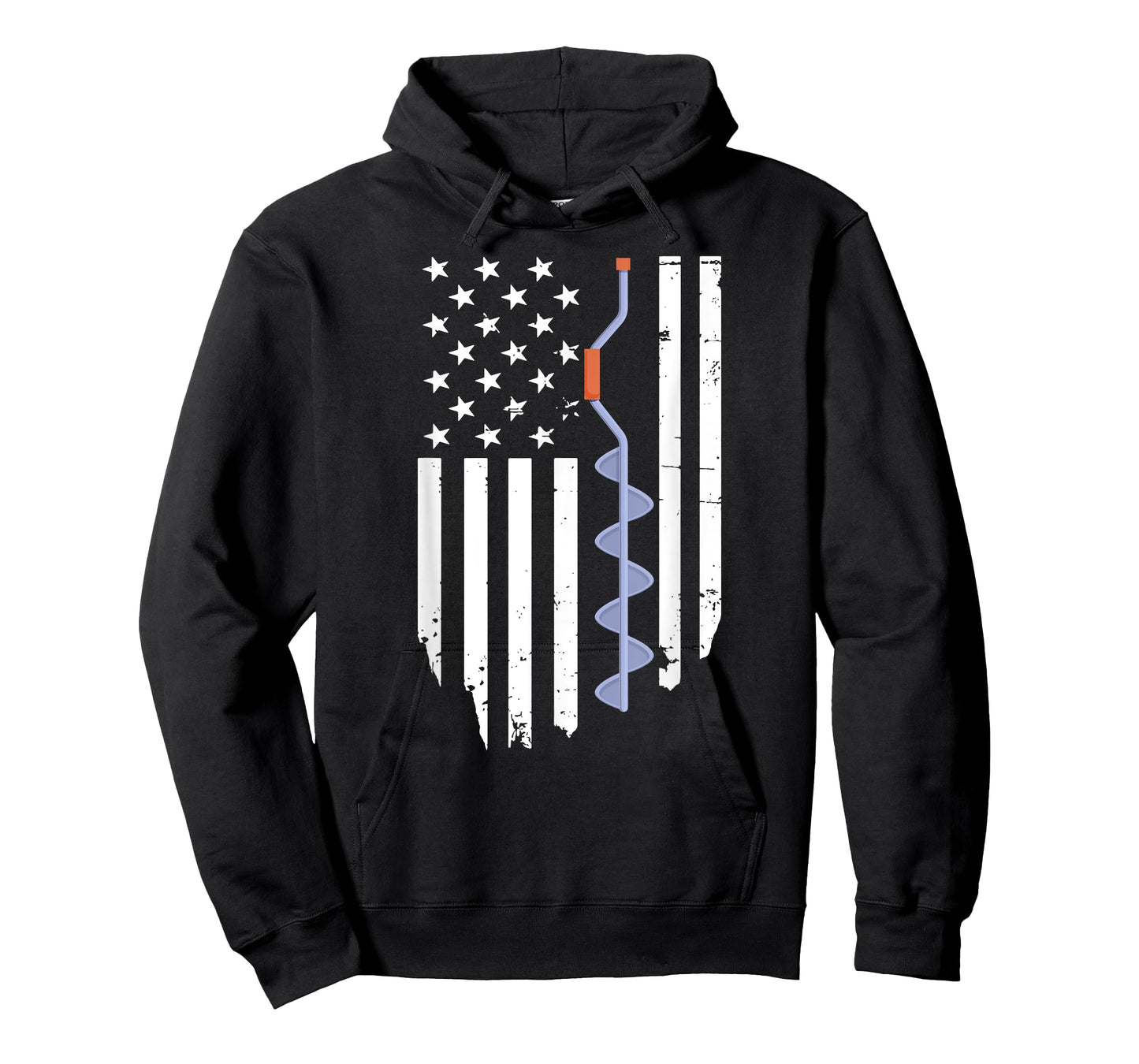 Ice Fishing Retro American Flag USA Fishermen Eskimo Winter T-Shirt