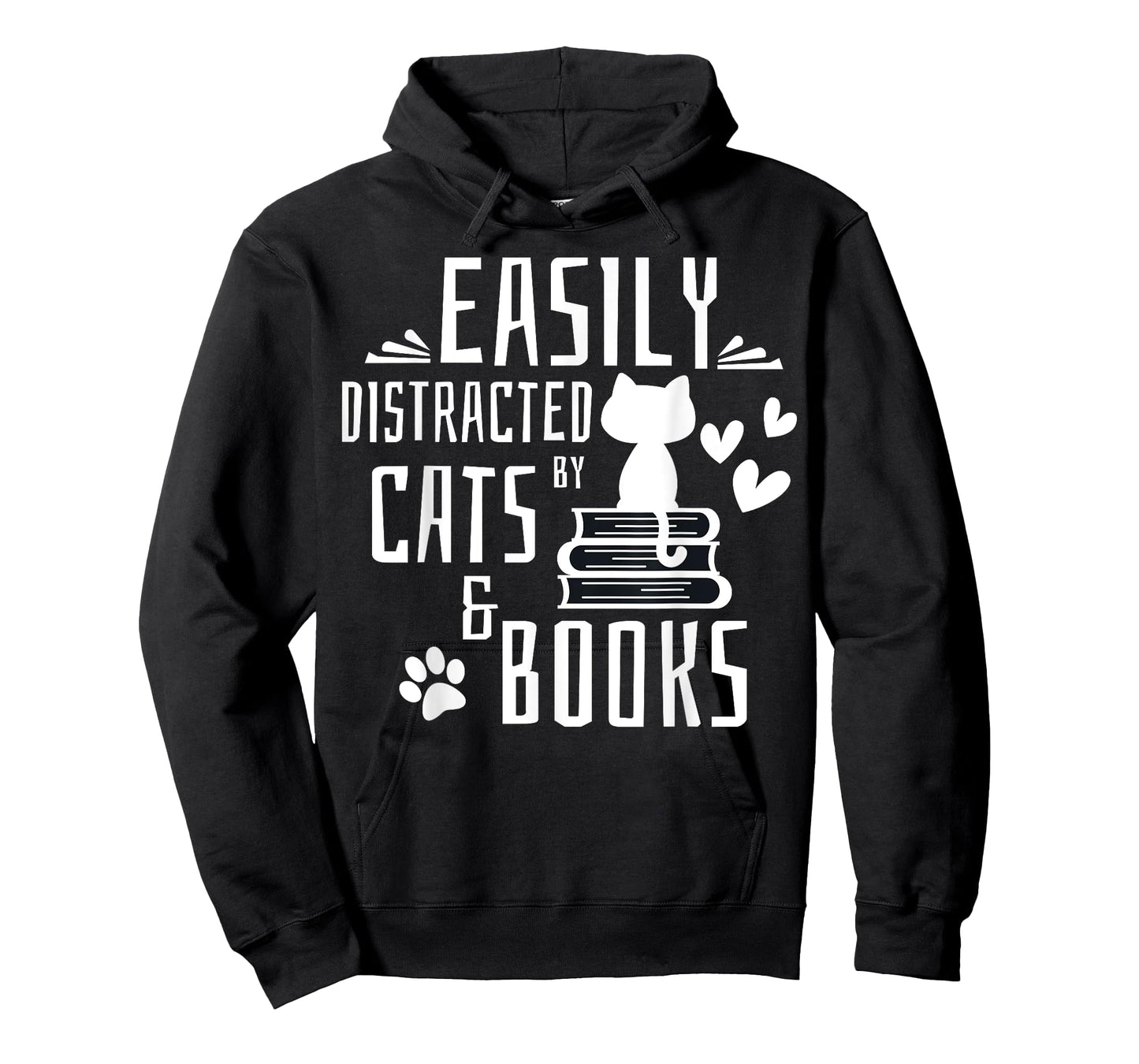 Easily Distracted By Cats And Books Gifts Kids Girls Boys T-Shirt