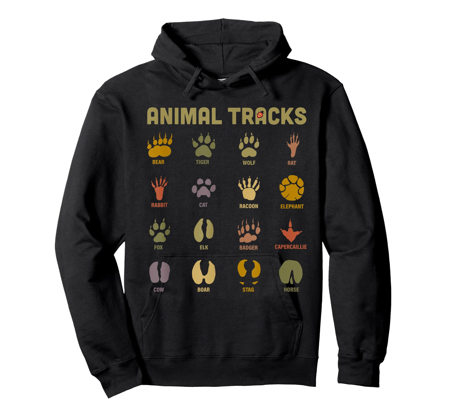 Children's Kids Wild Animal Tracks Childrens Learning Design T-Shirt Small