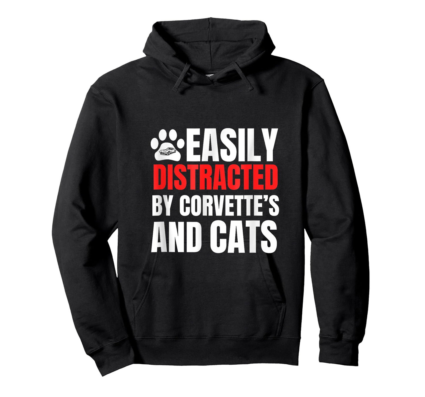 Easily Distracted by Corvette's and Cat's Funny T-Shirt