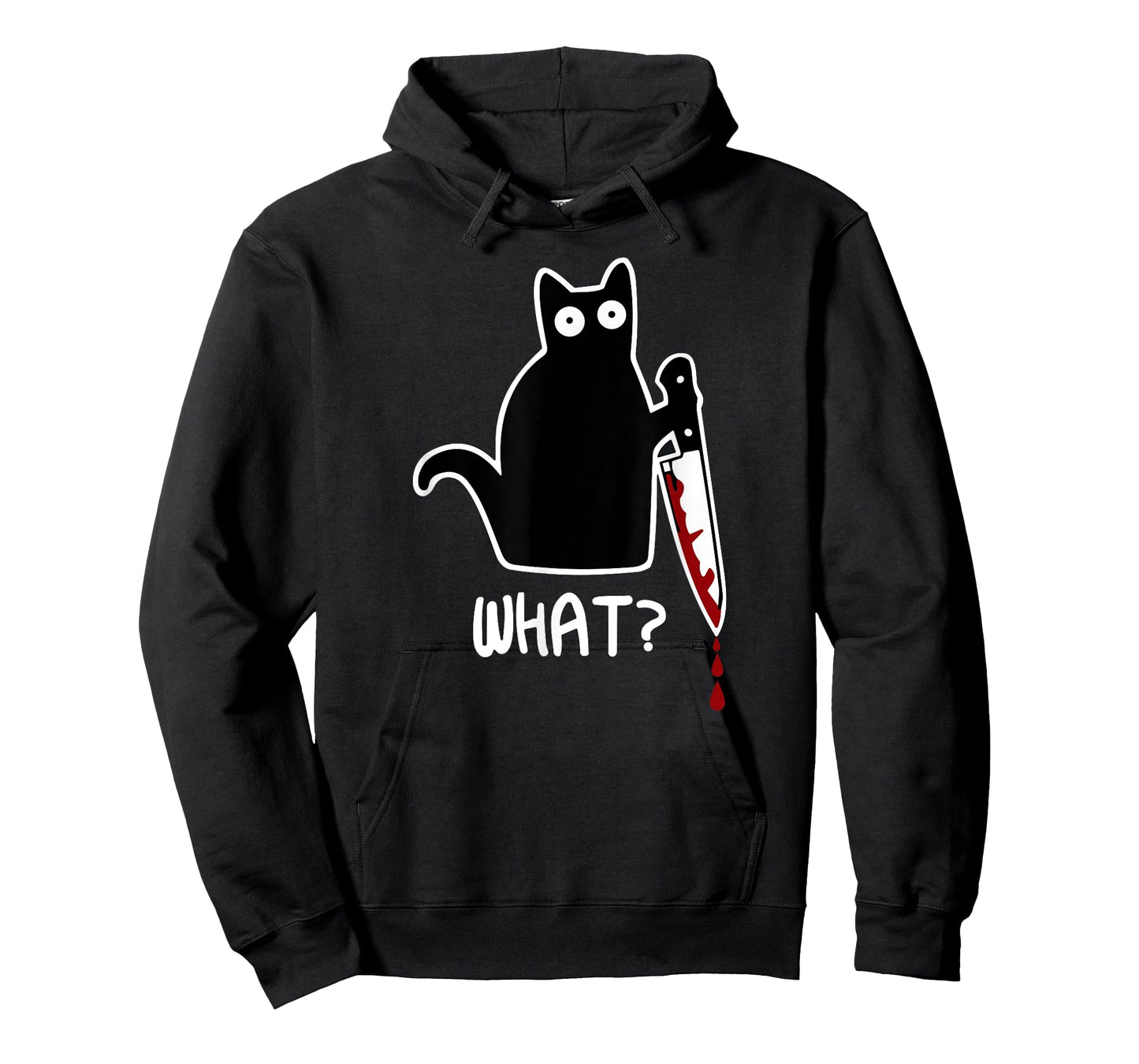 Funny Black What Cat - Murderous Kitty Cat with Knife T-Shirt for Men Women