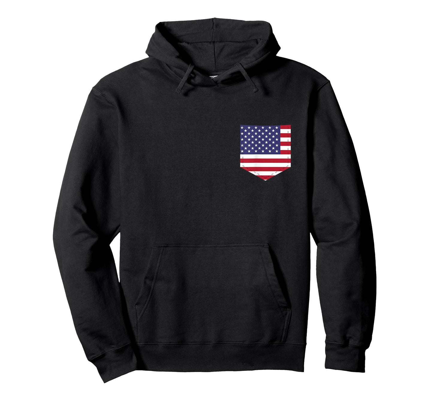 United States Flag T-Shirt with Printed American Flag Pocket T-Shirt
