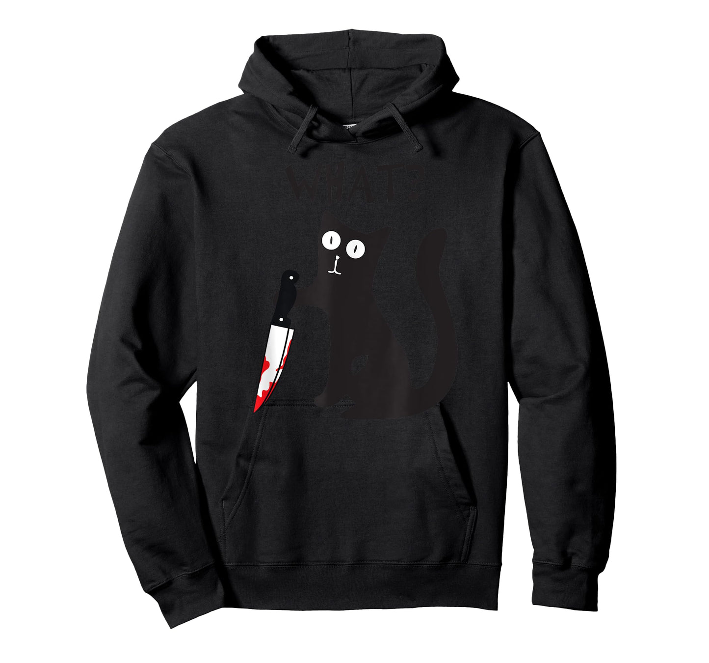 Cat What? Funny Black Cat Murderous Cat With Knife Halloween T-Shirt