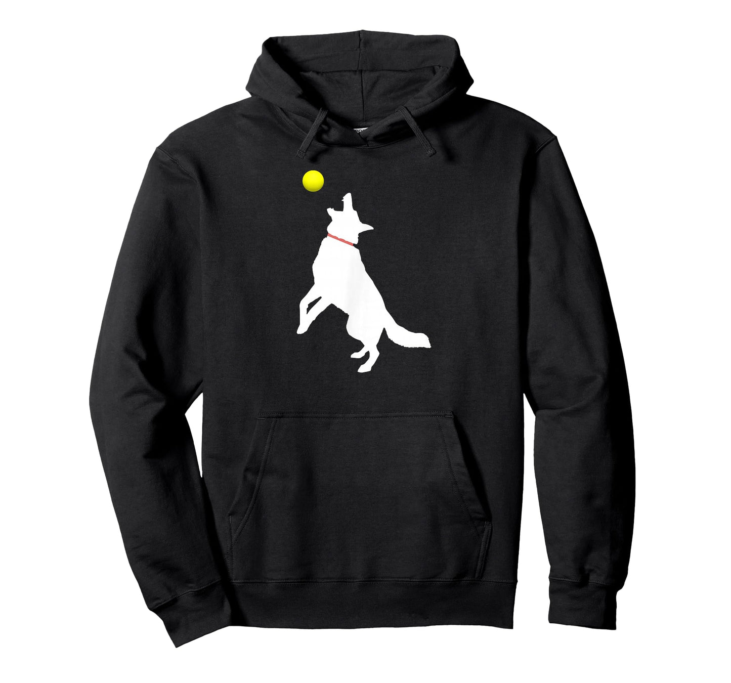 White German Shepherd Dog GSD Catching Yellow Tennis Ball T-Shirt