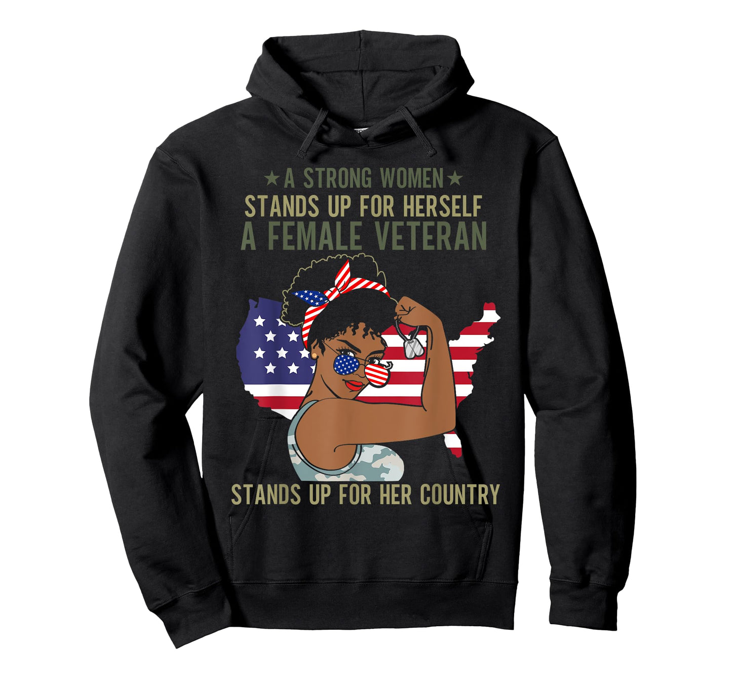 African American Army Veteran Female Afro Melanin Girl T-Shirt