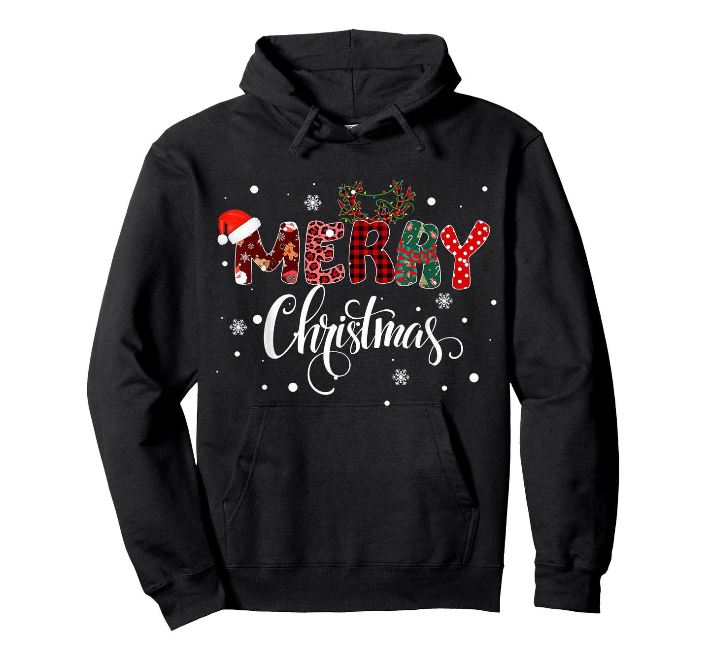 Merry Christmas Lights Red Santa Hat Xmas Family Men Women T-Shirt