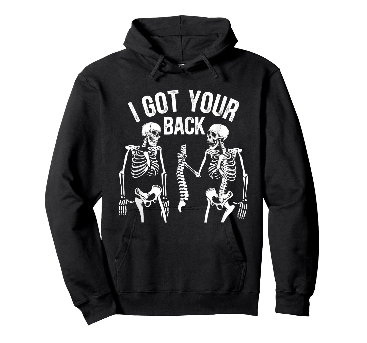 Addictive Designs Halloween Merch Funny Halloween Skeleton, I Got Your Back T-Shirt - Black, Unisex-Adults, Small, Short Sleeve