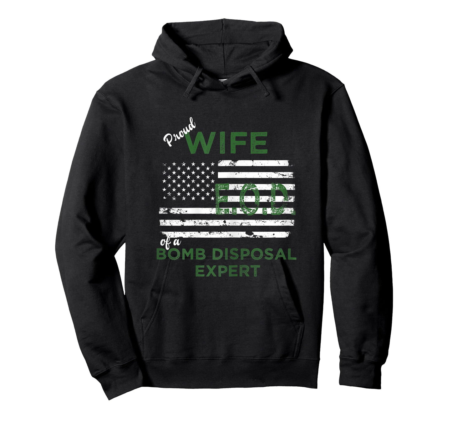 Womens Proud Wife of a Bomb Disposal Expert EOD Wife American Flag T-Shirt