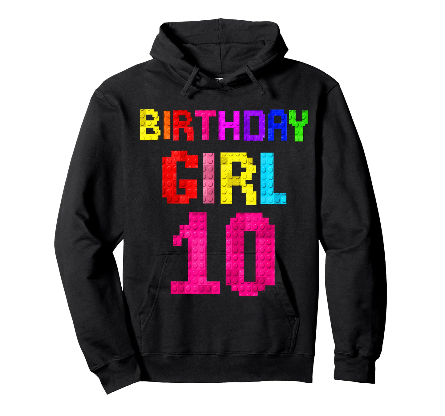 Kids 10th Birthday Girl 10 Years Old Building Blocks Builder T-Shirt