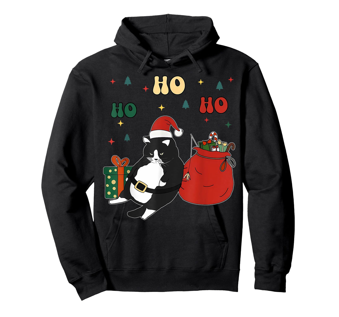 Cute Fat Cat Santa Christmas Tuxedo Chonk Cat Funny Cat Meme T-Shirt