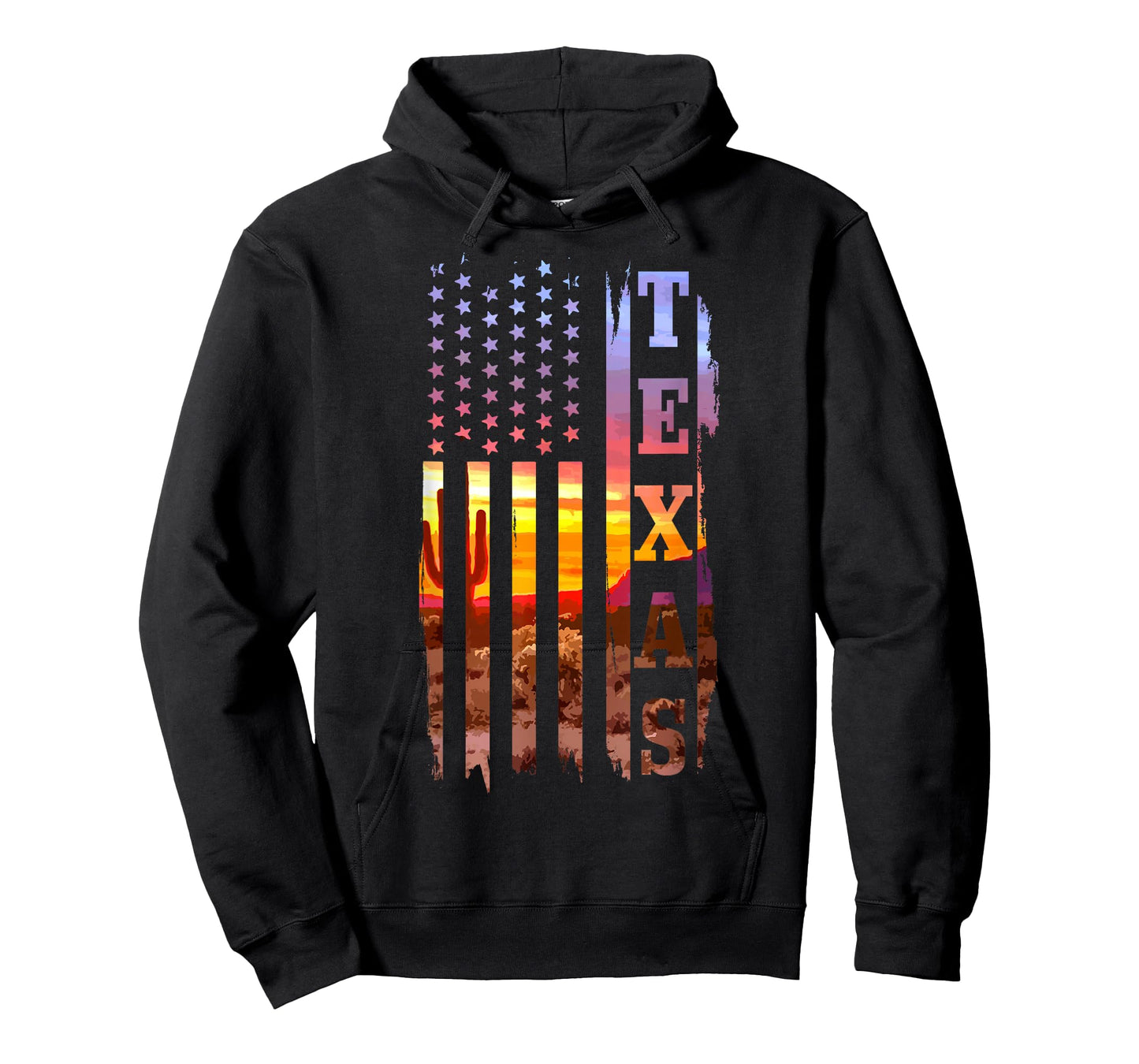 Texas American Flag Pride Landscape Cactus T-Shirt